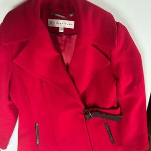 Trina Turk Scarlet Wrap Coat with Ebony Accents